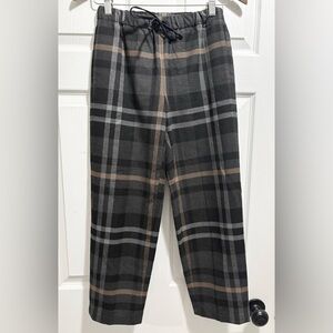 Aritzia Babaton Jimmy Pants Mid Rise Trousers Black Tan Tie Front Pull On Sz XS